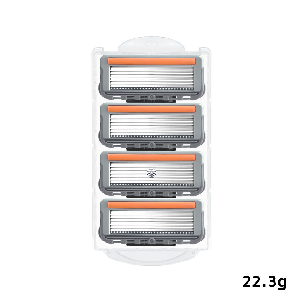 Men's Six-Blade Curved Razor with Non-Slip Zinc Alloy Rubber Handle and Stainless Steel Blade