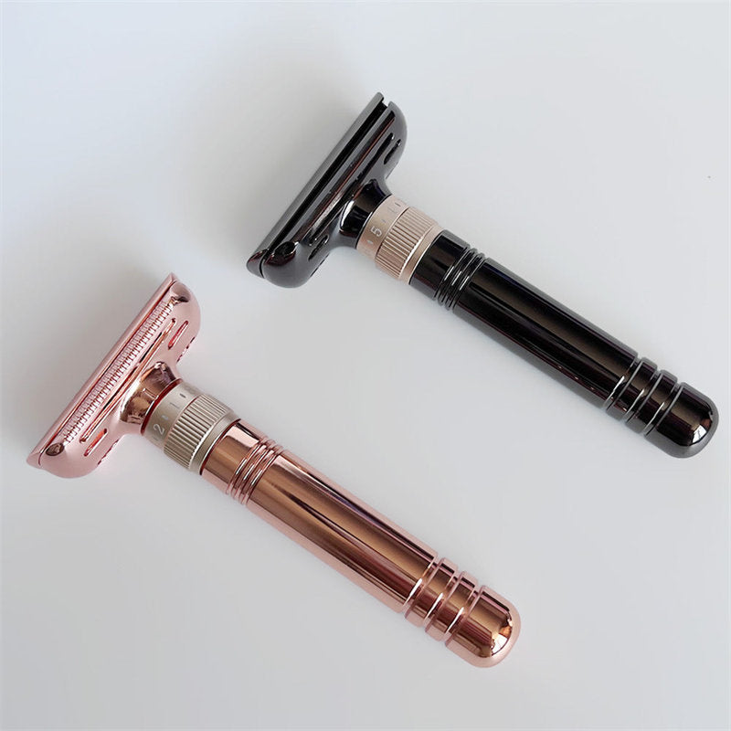 Men's Double-Sided Blade Adjustable Speed Zinc Alloy Stainless Steel Safety Razor