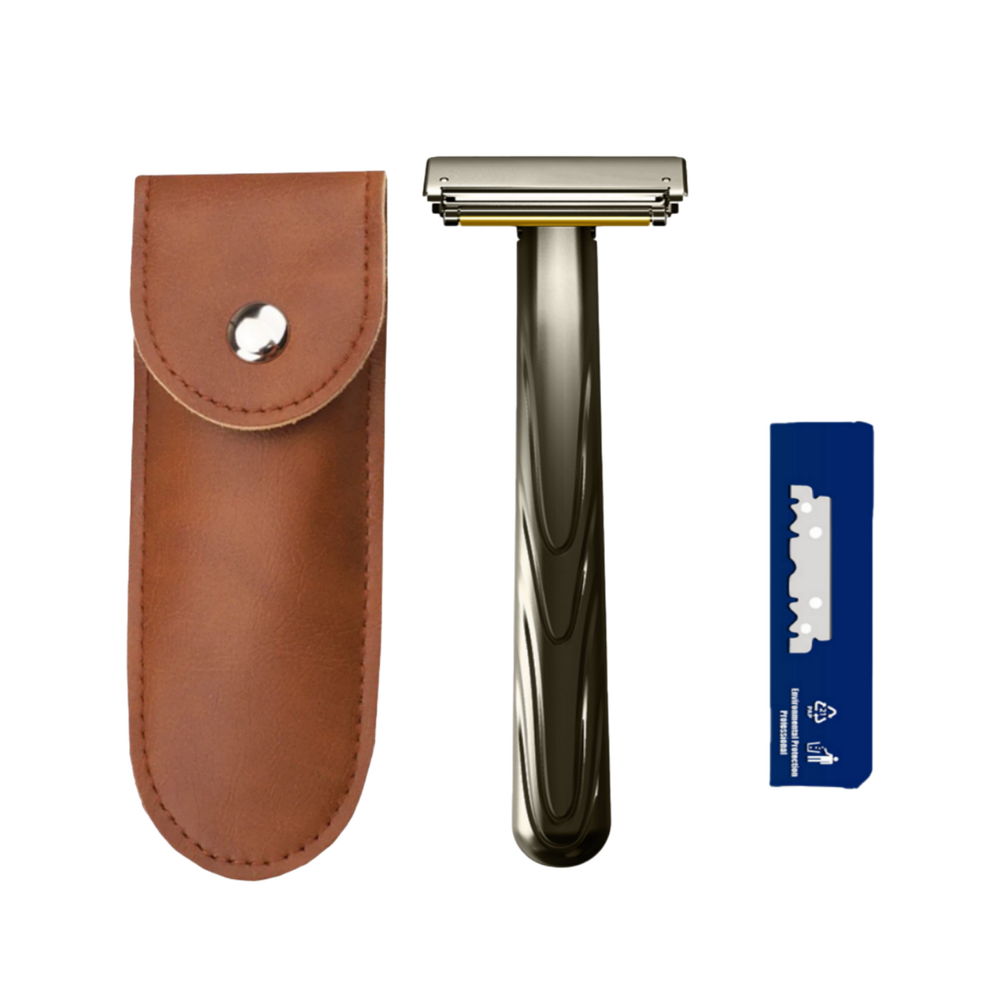 JOKMAE 21T Glide Pro 4D Super Double-edged Safety Razor Half Blade Shaver With Travel Leather Storage Bag for Men Grooming Care