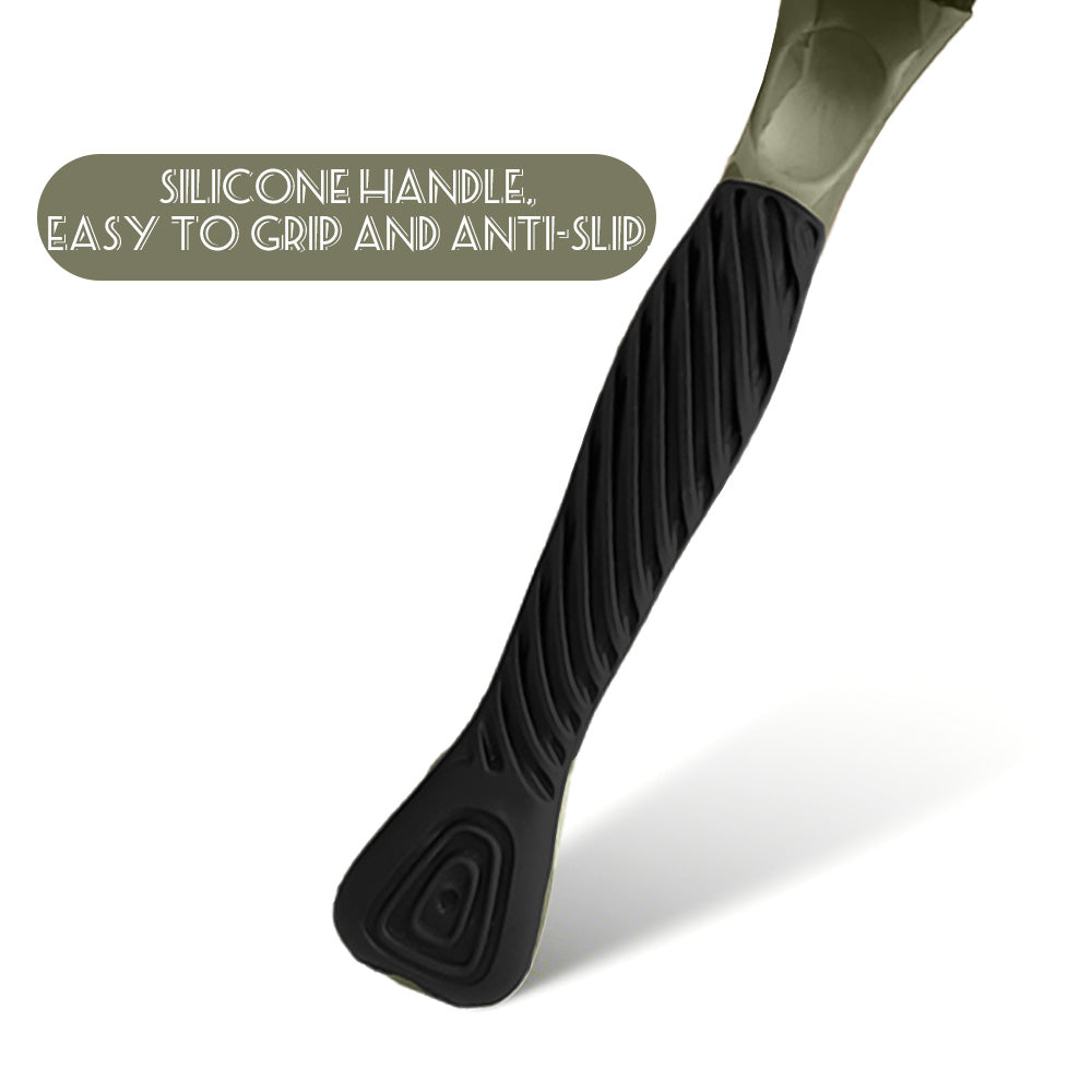 Men's Six-Blade Curved Razor with Non-Slip Zinc Alloy Rubber Handle and Stainless Steel Blade