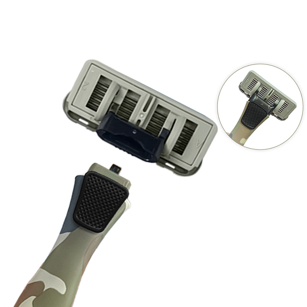 Men's Six-Blade Curved Razor with Non-Slip Zinc Alloy Rubber Handle and Stainless Steel Blade