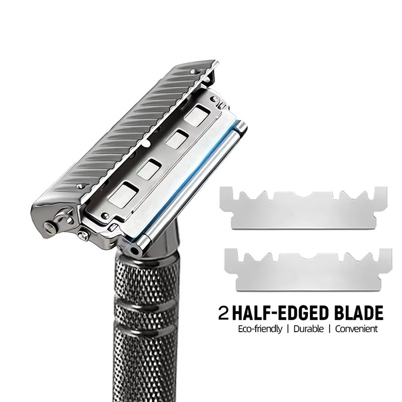A green and black JOKMAE six-blade system razor, shown in its blister pack with a spare handle