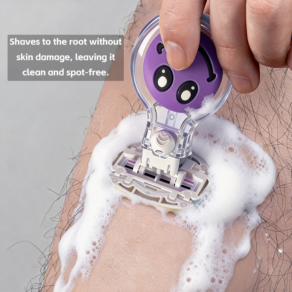 A woman shaving her leg with a JOKMAE razor
