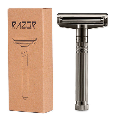Men's Double-Sided Roller Blade Adjustable Gear Zinc Alloy Stainless Steel Safety Razor Shaver