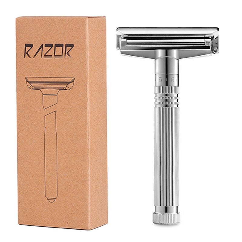 Men's Double-Sided Roller Blade Adjustable Gear Zinc Alloy Stainless Steel Safety Razor Shaver