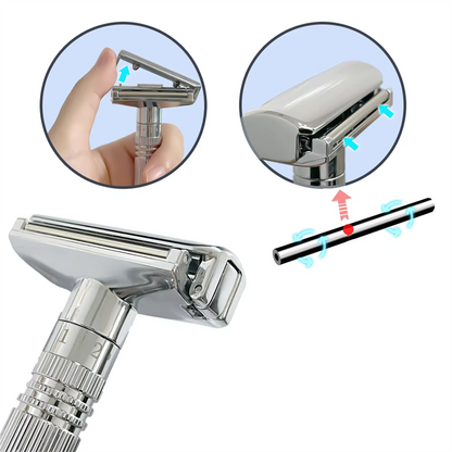 Men's Double-Sided Roller Blade Adjustable Gear Zinc Alloy Stainless Steel Safety Razor Shaver