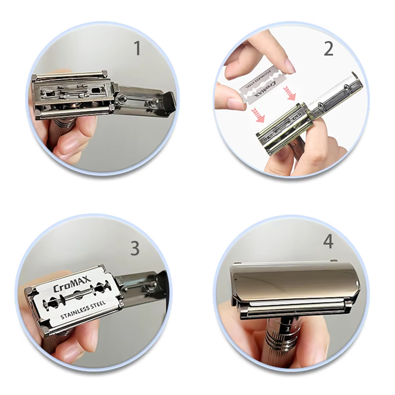 Men's Double-Sided Roller Blade Adjustable Gear Zinc Alloy Stainless Steel Safety Razor Shaver