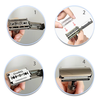 Men's Double-Sided Roller Blade Adjustable Gear Zinc Alloy Stainless Steel Safety Razor Shaver