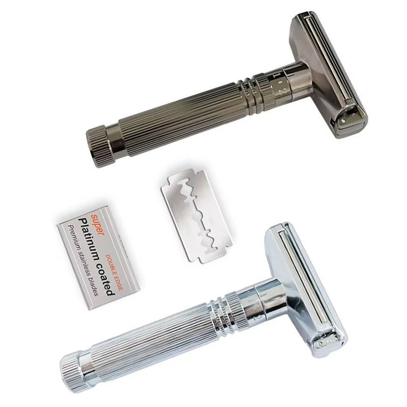 Men's Double-Sided Roller Blade Adjustable Gear Zinc Alloy Stainless Steel Safety Razor Shaver