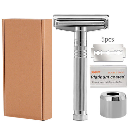 Men's Double-Sided Roller Blade Adjustable Gear Zinc Alloy Stainless Steel Safety Razor Shaver