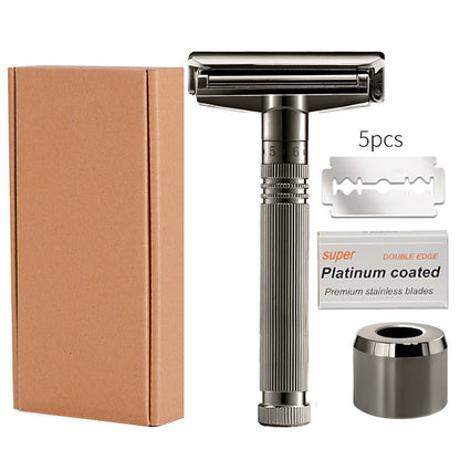 Men's Double-Sided Roller Blade Adjustable Gear Zinc Alloy Stainless Steel Safety Razor Shaver
