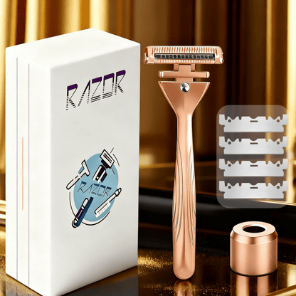 Magnetic 4-Layer Semi-Blade DE Safety Razor | Precision Luxury Shave & Eco-Friendly Design | Complete Gift Set