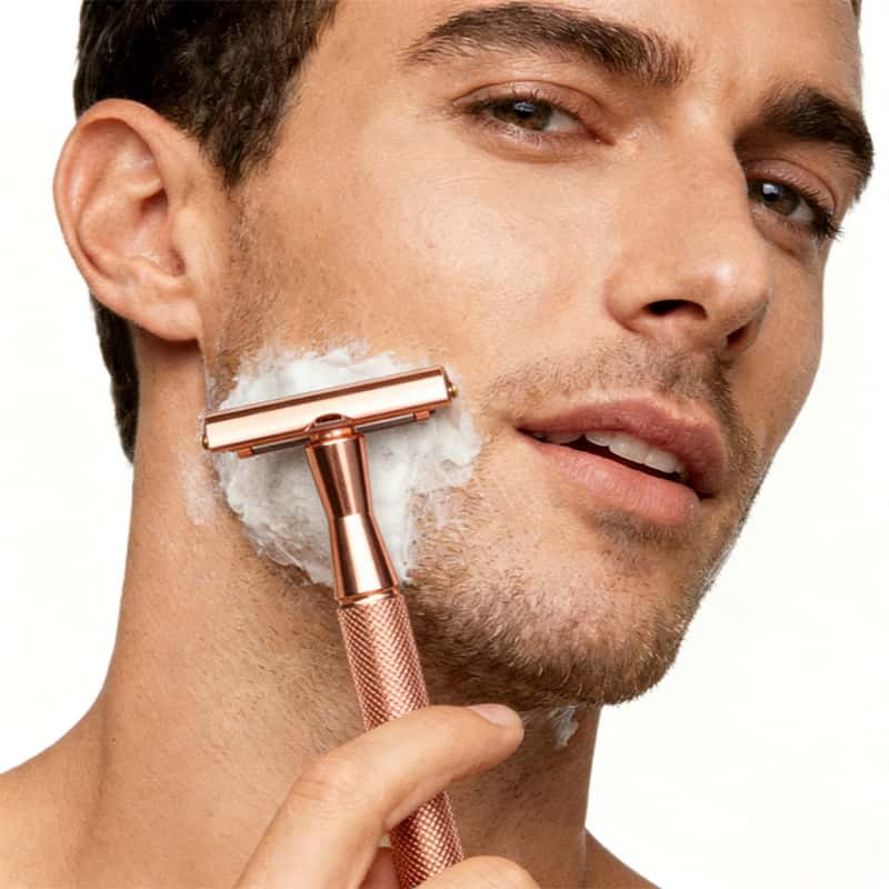 Premium Double-Layer Half-Blade Safety Razor – Solid Zinc Alloy Head & Handle, Includes 10 Replacement Blades + Travel Storage Box