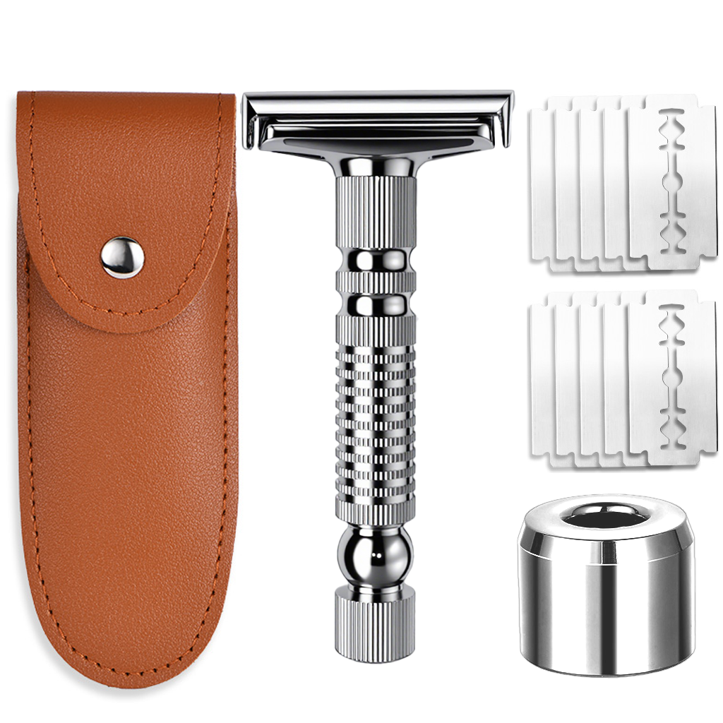 Mens Shaving New Adjustable Safety Razor Double Edge Classic Mild Aggressive Zinc Alloy Shaver Travel Kit