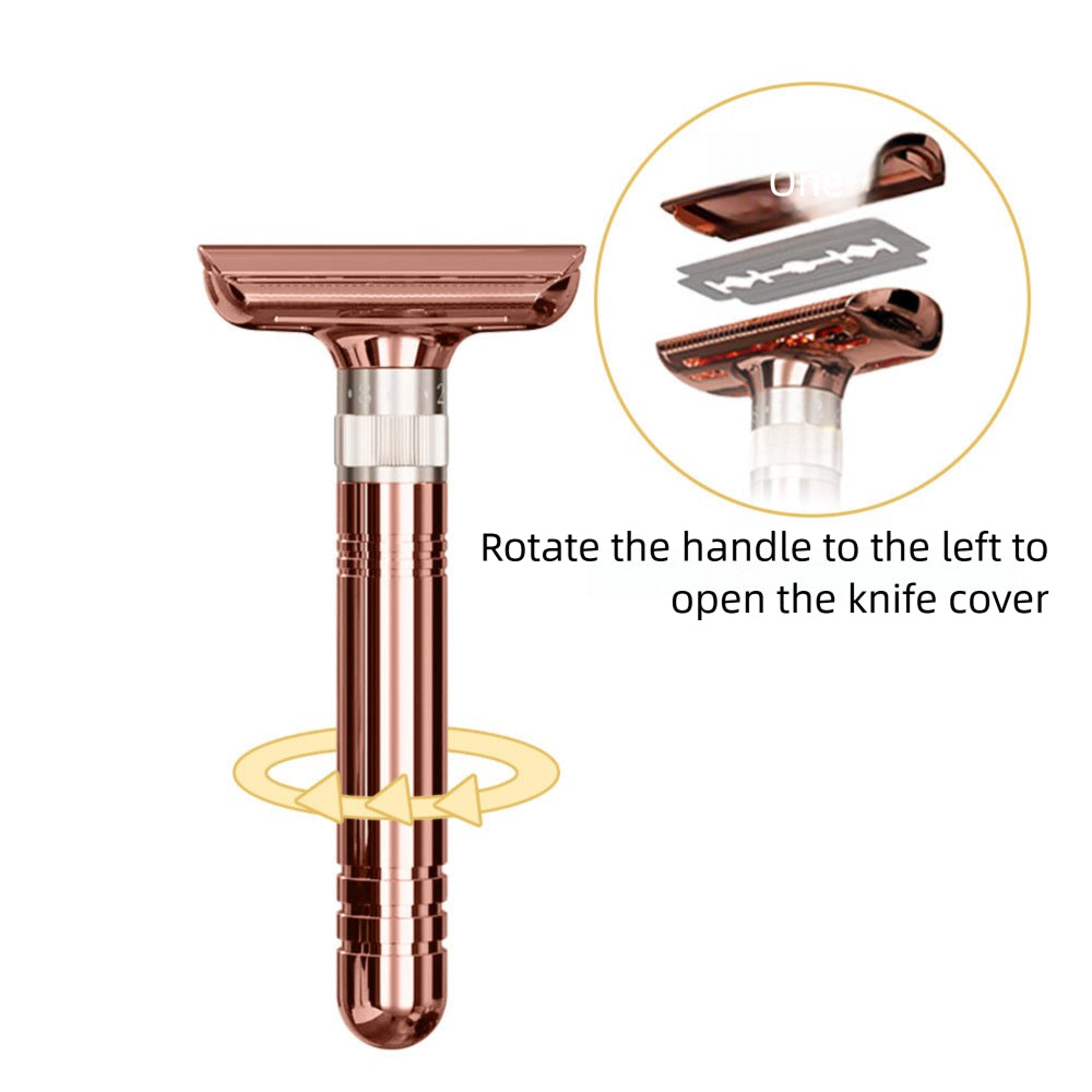 Men's Double-Sided Blade Adjustable Speed Zinc Alloy Stainless Steel Safety Razor