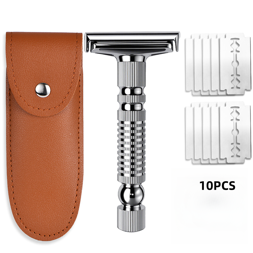 Mens Shaving New Adjustable Safety Razor Double Edge Classic Mild Aggressive Zinc Alloy Shaver Travel Kit