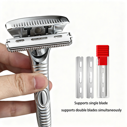 Eco-Luxe Double Edge Razor Set w/ Premium Case, Stand & 10 Blades. The Ultimate Sustainable Shaving Experience & Perfect Gift.