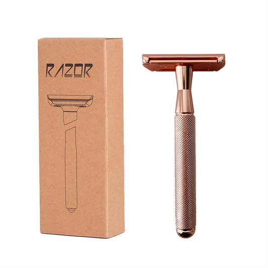 Men's Double-Sided Blade Adjustable Speed Anti-slip Knurled Zinc Alloy Stainless Steel Razor Shaver