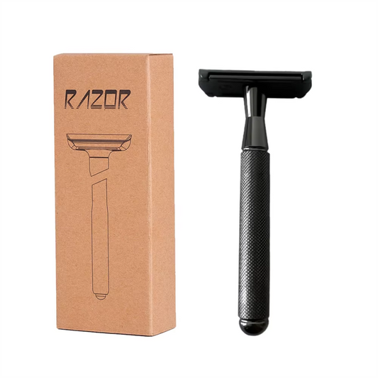 Men's Double-Sided Blade Adjustable Speed Anti-slip Knurled Zinc Alloy Stainless Steel Razor Shaver