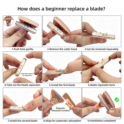 Eco-Luxe Double Edge Razor Set w/ Premium Case, Stand & 10 Blades. The Ultimate Sustainable Shaving Experience & Perfect Gift.