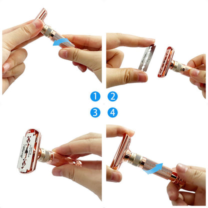 Men's Double-Sided Blade Adjustable Speed Zinc Alloy Stainless Steel Safety Razor