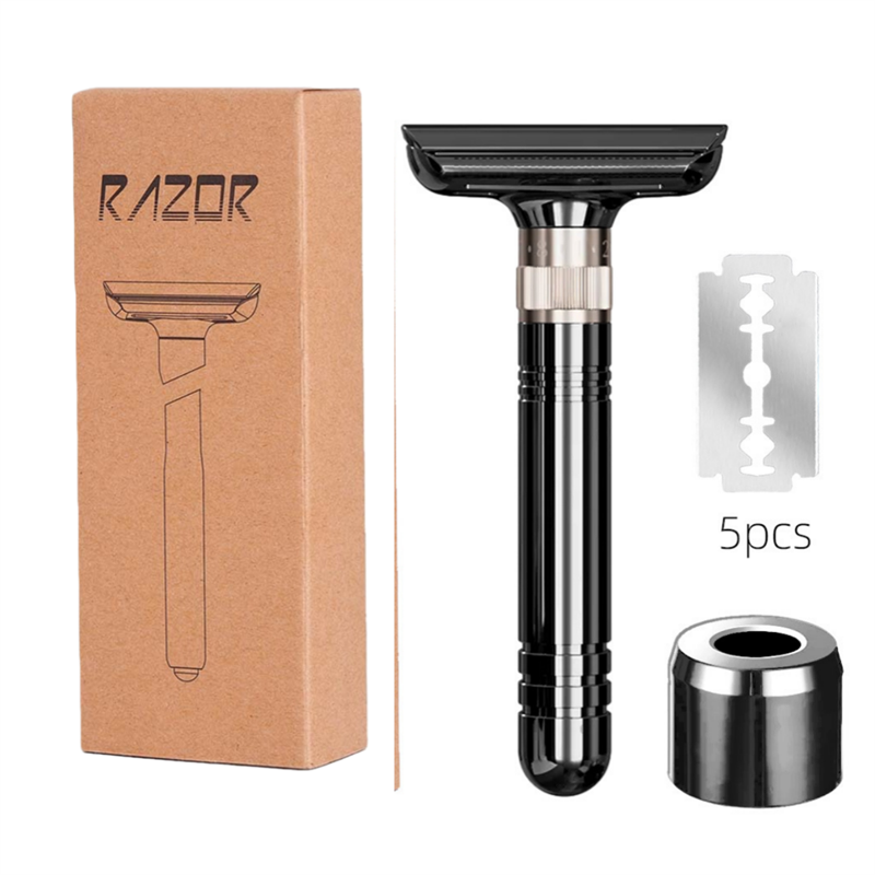 Men's Double-Sided Blade Adjustable Speed Zinc Alloy Stainless Steel Safety Razor