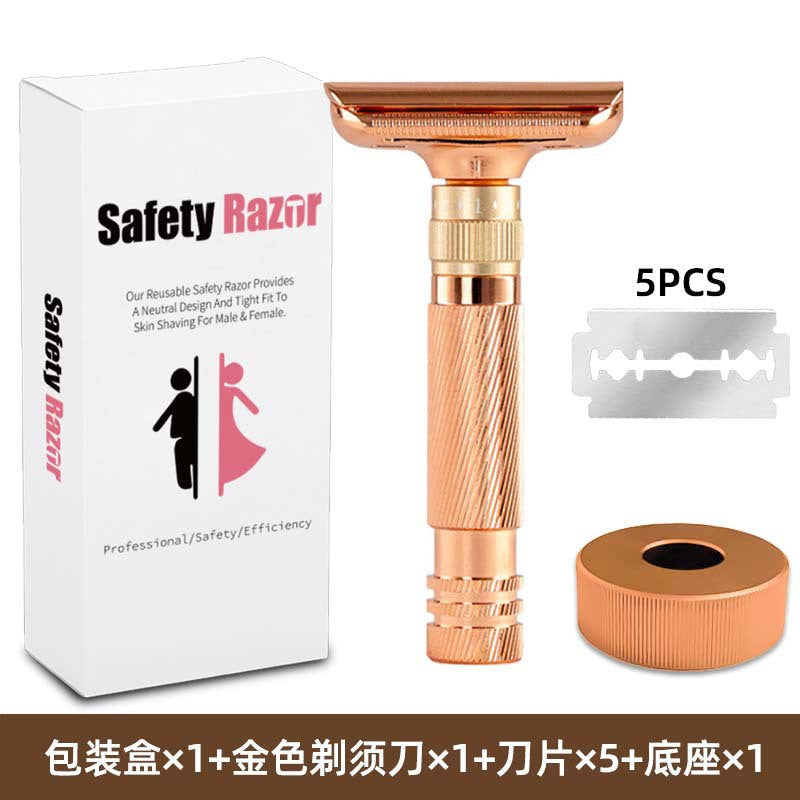 Men's Double-Sided Blade Zinc Alloy Stainless Steel Safety Razor For Shaving