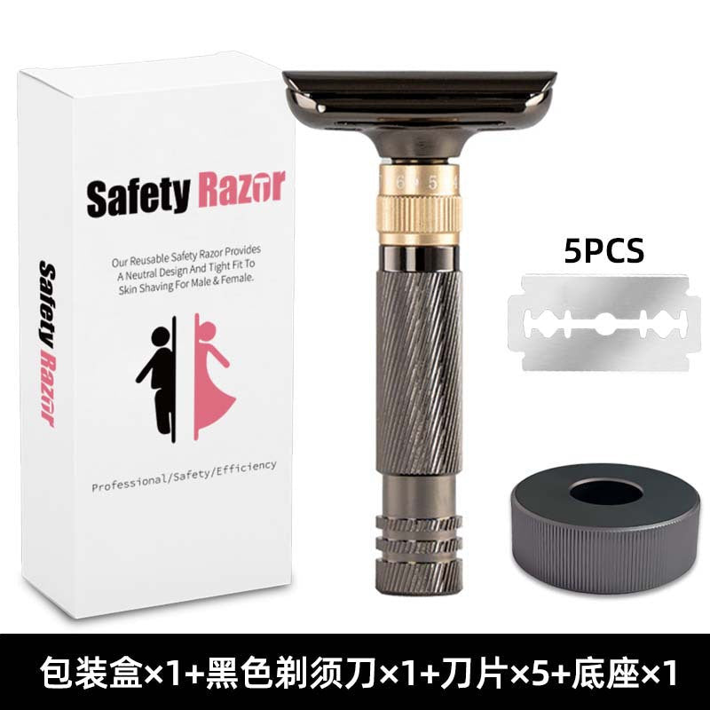 Men's Double-Sided Blade Zinc Alloy Stainless Steel Safety Razor For Shaving