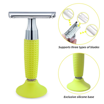 Safety Razor Double-Sided Blade Non-slip Handle Silicone Stainless Steel Color Razor Shaving Razor