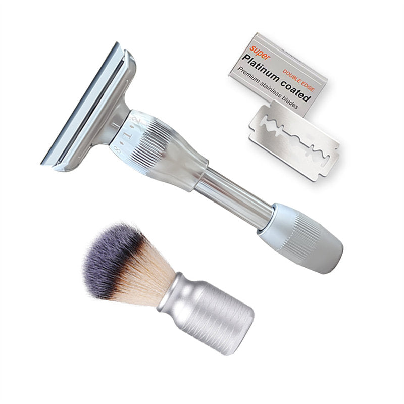 Unisex Double-Sided Blade Head Anti-slip Adjustable Gear Aluminum Alloy Shaving Razor