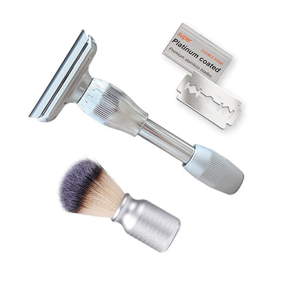 Unisex Double-Sided Blade Head Anti-slip Adjustable Gear Aluminum Alloy Shaving Razor