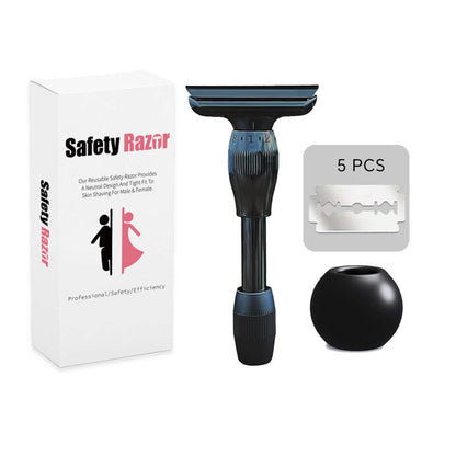 Unisex Double-Sided Blade Head Anti-slip Adjustable Gear Aluminum Alloy Shaving Razor