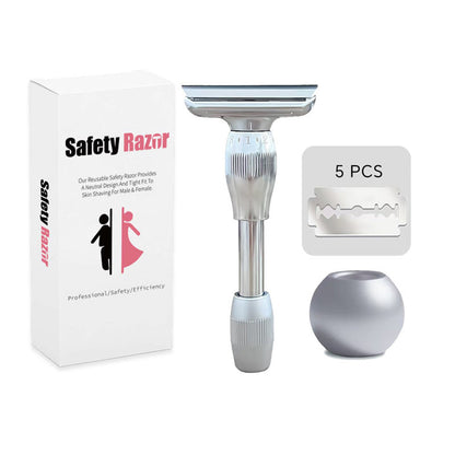 Unisex Double-Sided Blade Head Anti-slip Adjustable Gear Aluminum Alloy Shaving Razor