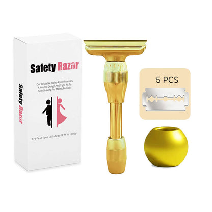 Unisex Double-Sided Blade Head Anti-slip Adjustable Gear Aluminum Alloy Shaving Razor