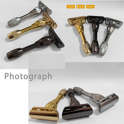 Unisex Double-Sided Blade Head Anti-slip Adjustable Gear Aluminum Alloy Shaving Razor