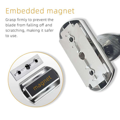 Unisex Double-Sided Blade Head Anti-slip Adjustable Gear Aluminum Alloy Shaving Razor
