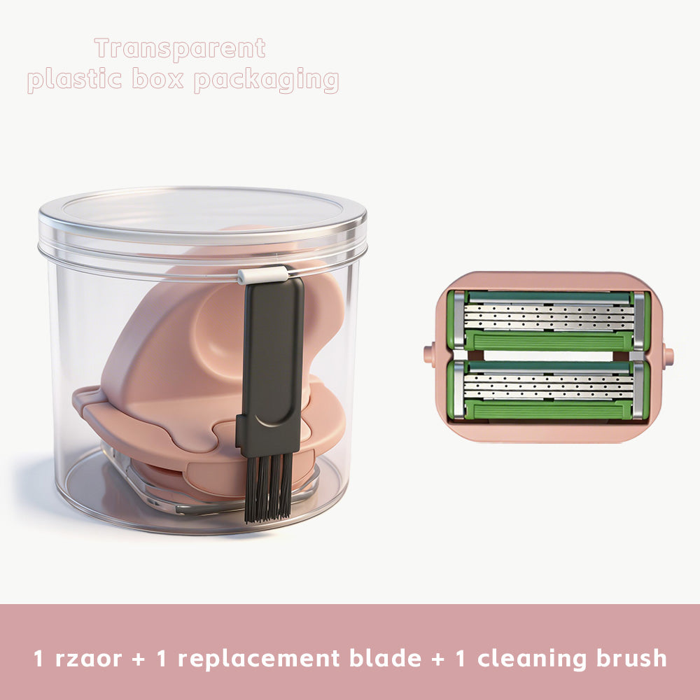 Upgrade Your Smoothness: Silicone Handle 6-Blade Refillable Lady Shaver – Includes Cleaning Brush & Travel Case