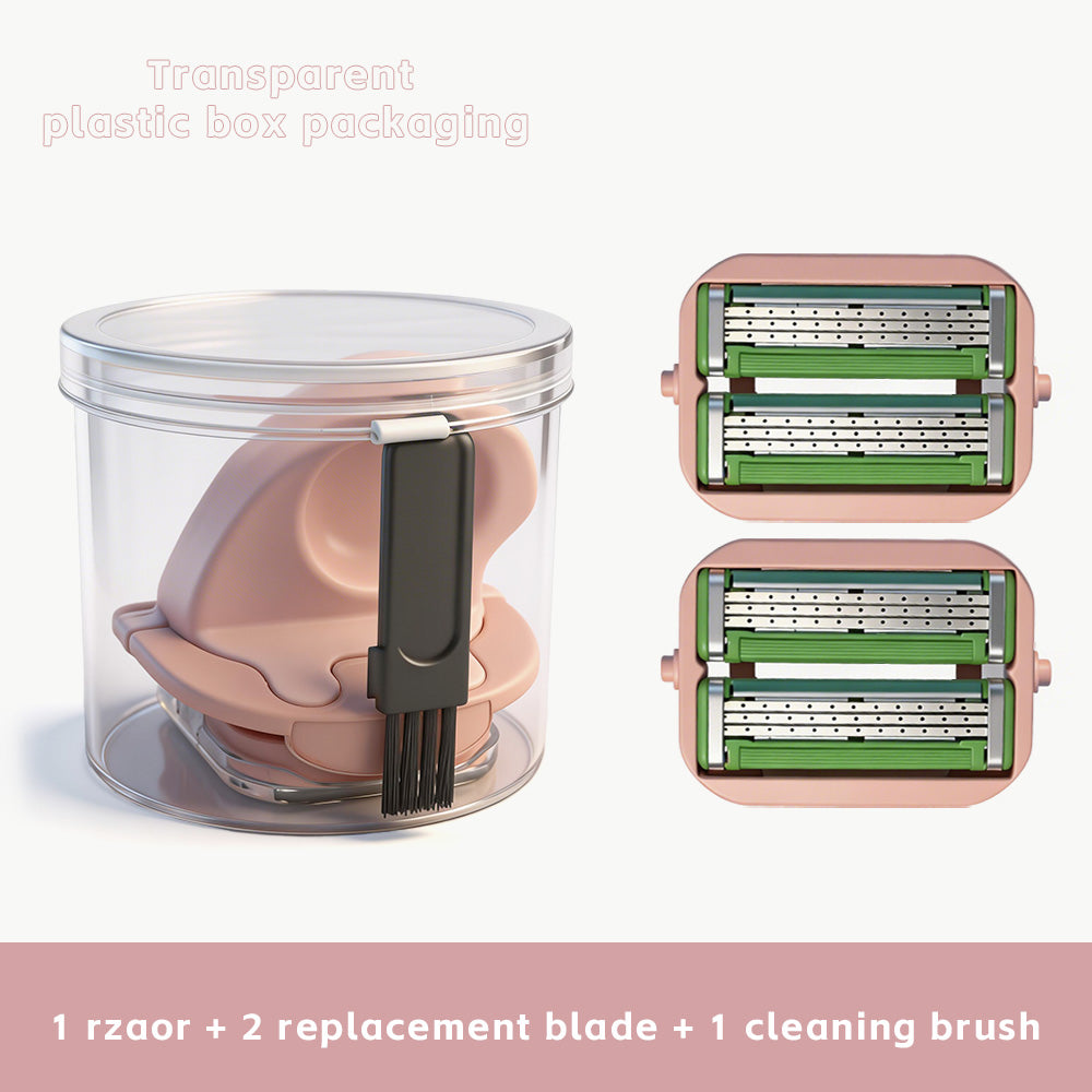 Upgrade Your Smoothness: Silicone Handle 6-Blade Refillable Lady Shaver – Includes Cleaning Brush & Travel Case