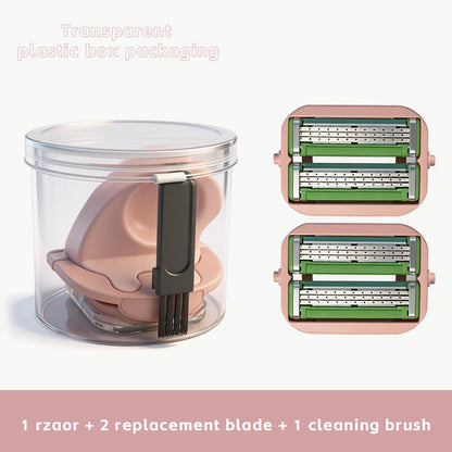 Upgrade Your Smoothness: Silicone Handle 6-Blade Refillable Lady Shaver – Includes Cleaning Brush & Travel Case