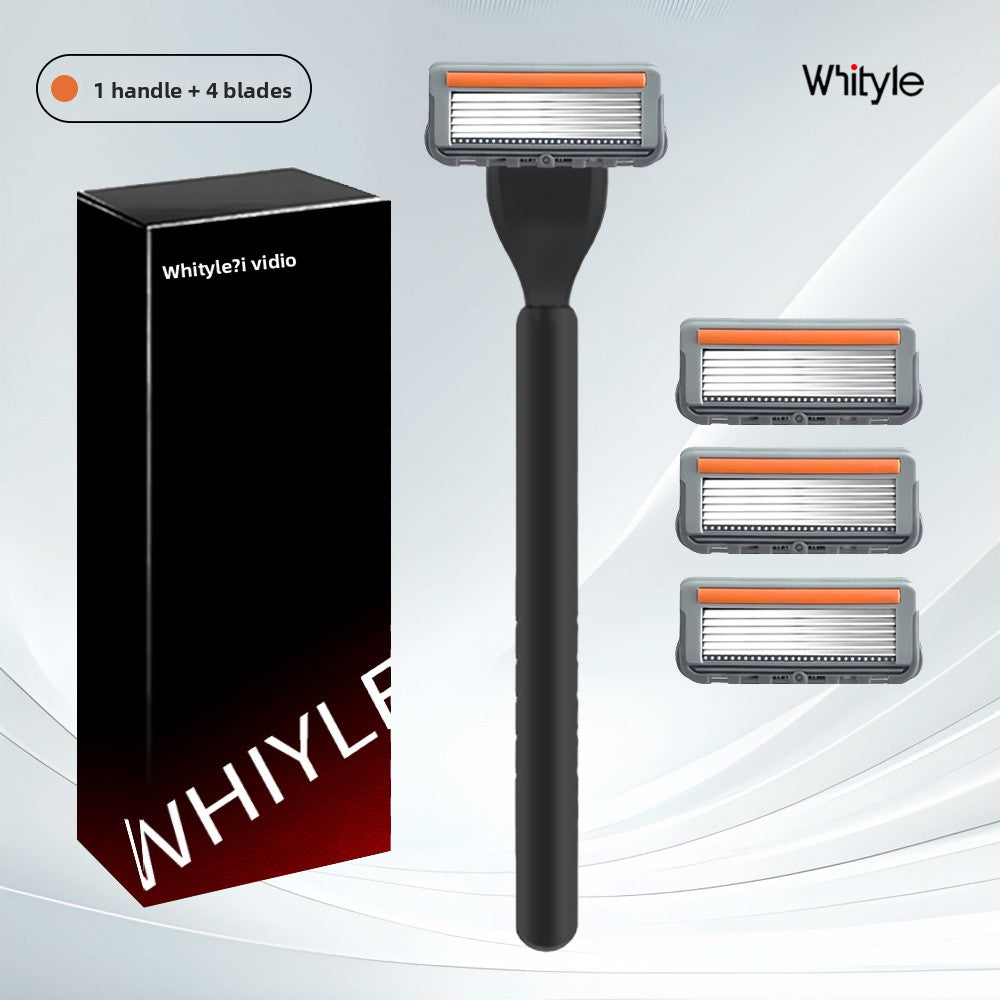 Men's Six-Layer Folding Blade Anti-Slip Aluminum Alloy Stainless Steel ABS Razor