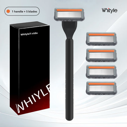 Men's Six-Layer Folding Blade Anti-Slip Aluminum Alloy Stainless Steel ABS Razor
