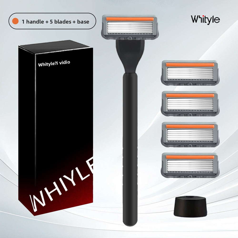 Men's Six-Layer Folding Blade Anti-Slip Aluminum Alloy Stainless Steel ABS Razor