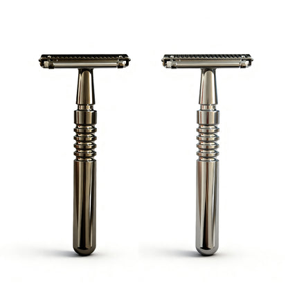 Premium Double-Layer Half-Blade Safety Razor – Solid Zinc Alloy Head & Handle, Includes 10 Replacement Blades + Travel Storage Box
