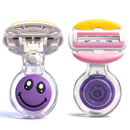 Cute Cartoon Lip Design 3-Layer Silicone Razor for Women – Includes Transparent Storage Box