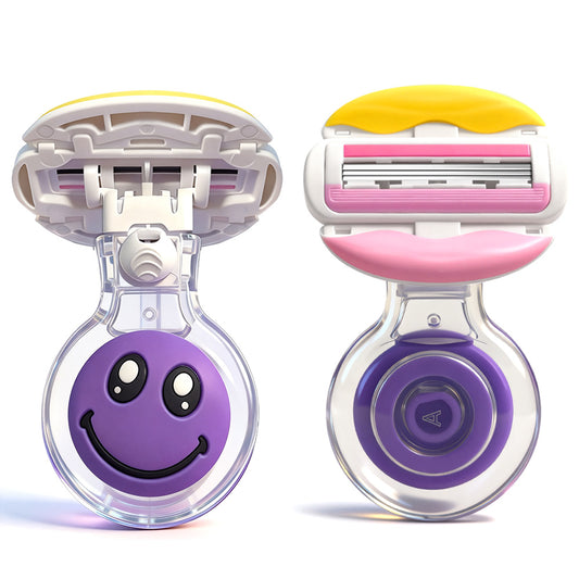 Cute Cartoon Lip Design 3-Layer Silicone Razor for Women – Includes Transparent Storage Box