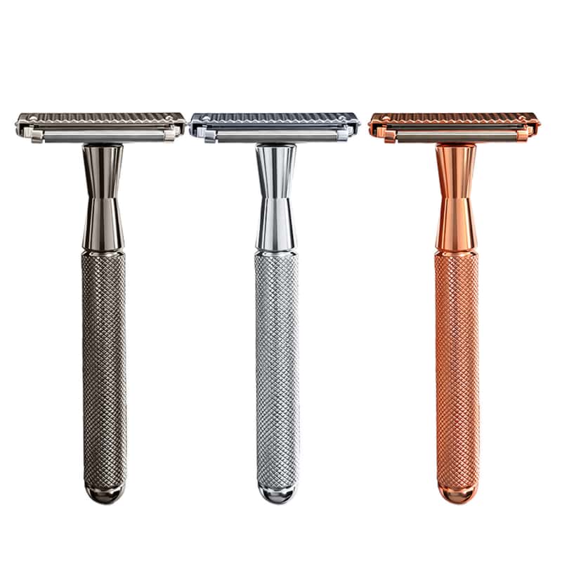 Premium Double-Layer Half-Blade Safety Razor – Solid Zinc Alloy Head & Handle, Includes 10 Replacement Blades + Travel Storage Box
