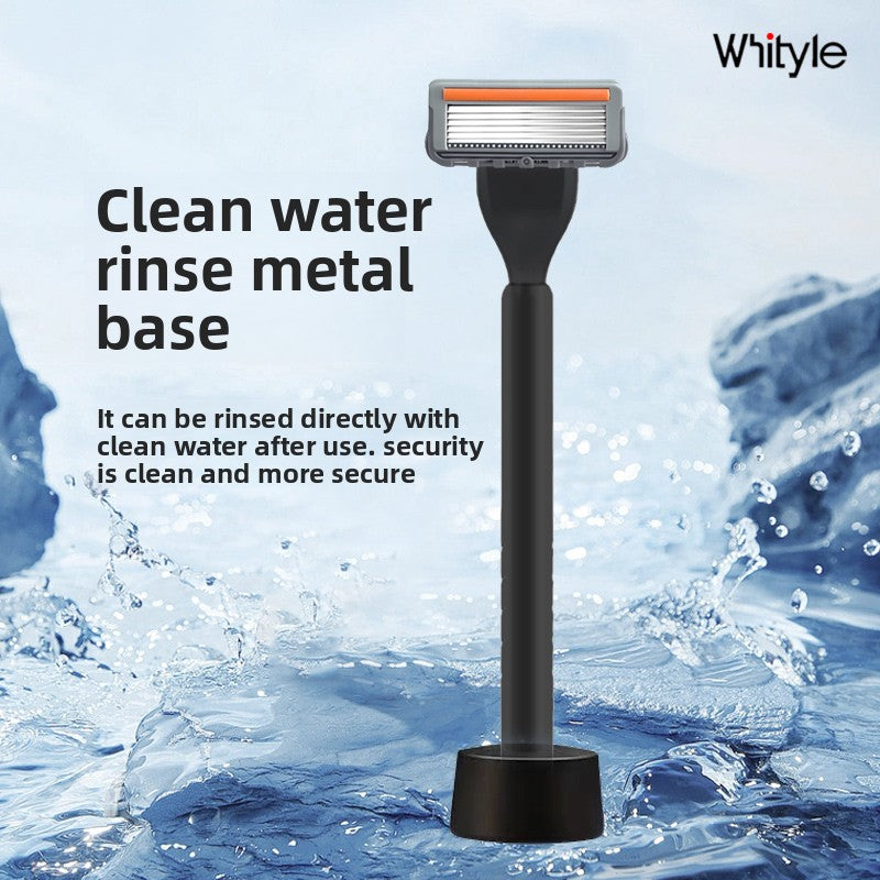 Men's Six-Layer Folding Blade Anti-Slip Aluminum Alloy Stainless Steel ABS Razor