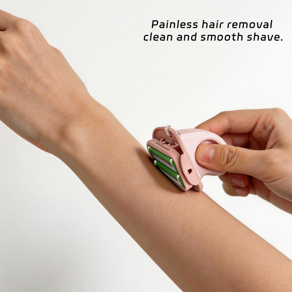 Upgrade Your Smoothness: Silicone Handle 6-Blade Refillable Lady Shaver – Includes Cleaning Brush & Travel Case