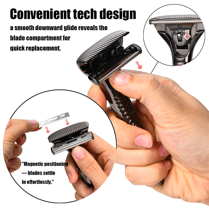 Magnetic Single Blade Razor w/ Roller Guide & Luxury Gift Set | Zero Waste Shave