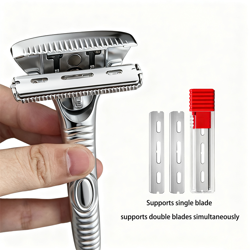 Eco-Luxe Double Edge Razor Set w/ Premium Case, Stand & 10 Blades. The Ultimate Sustainable Shaving Experience & Perfect Gift.